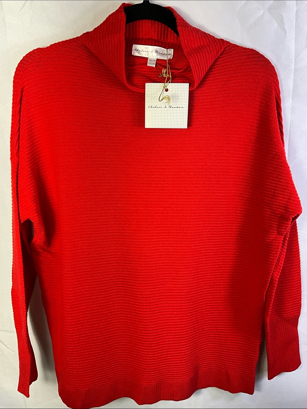 Chelsea and Theodore Ribbed Long Sleeve Crowl Neck Sweater Size XS oversized